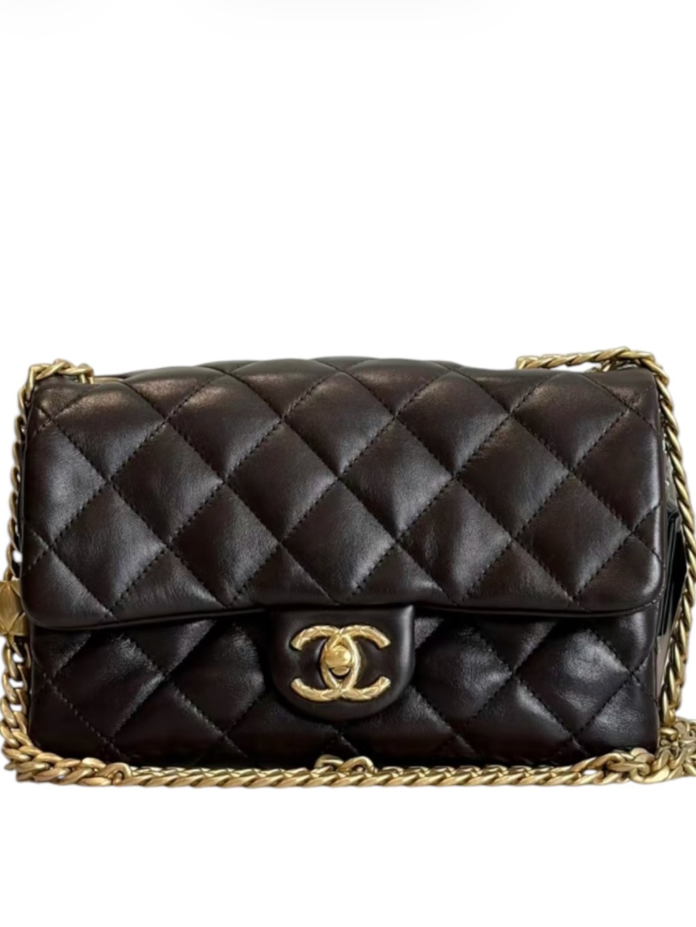 Chanel Quilted Lambskin Flap Bag Gold Hardware CC Chain Shoulder Crossbody